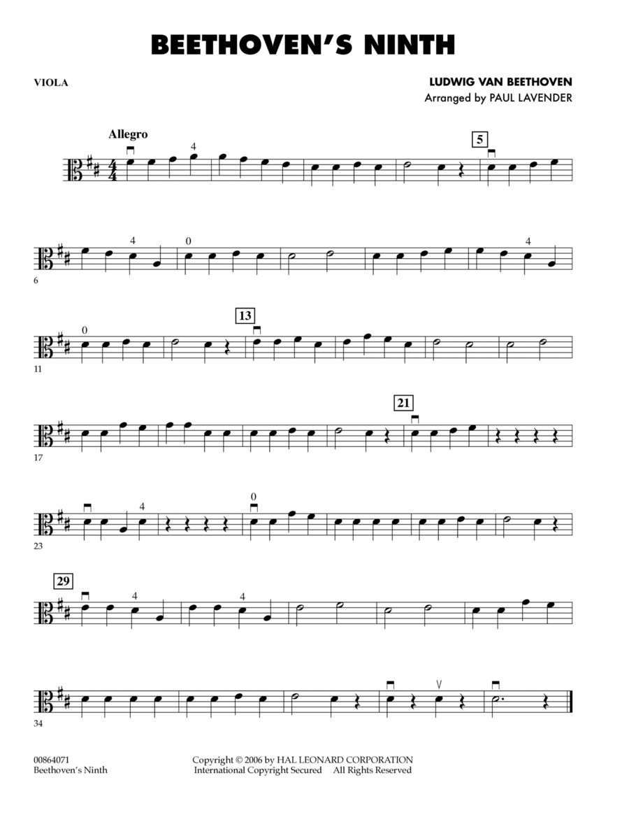 Beethoven s Ninth Viola by Paul Lavender Viola Digital Sheet