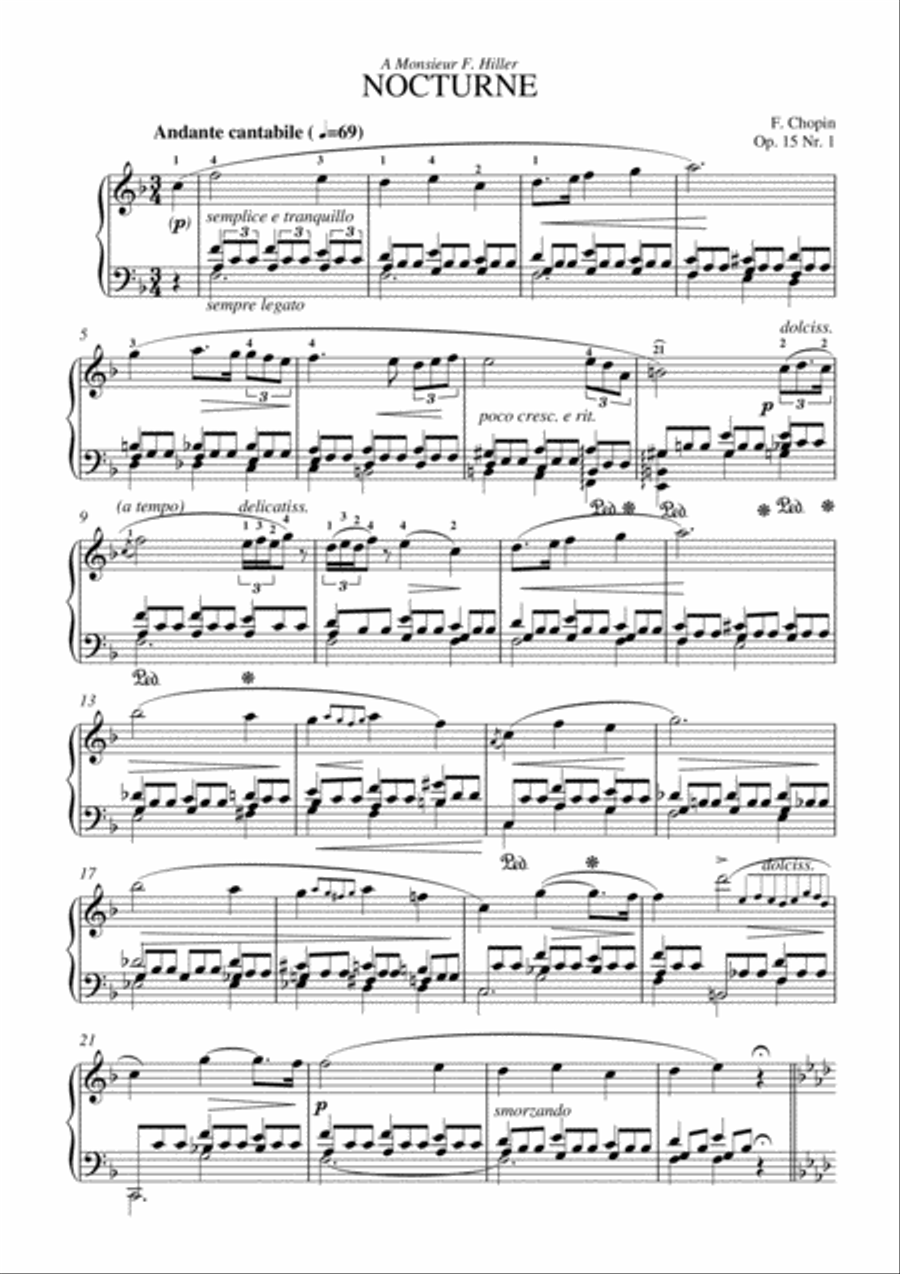 Chopin - Nocturne in F Major, Op. 15, No. 1 Piano Solo scores gallery preview page 2