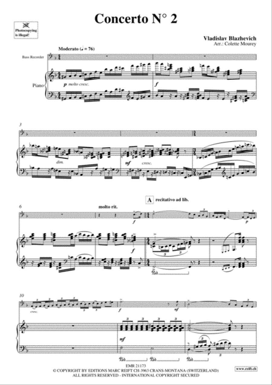 Concerto No. 2 Bass Recorder scores gallery preview page 3