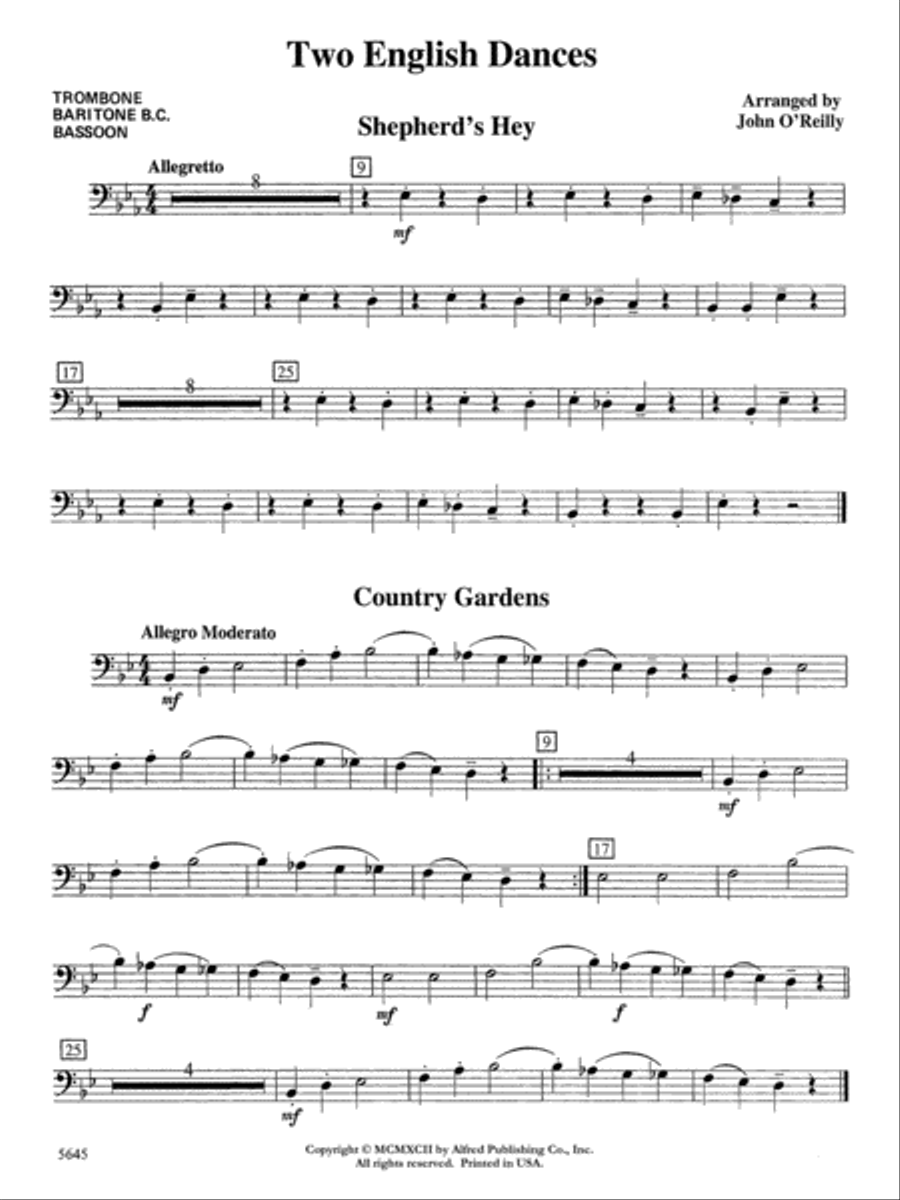 Two English Dances 1st Trombone
