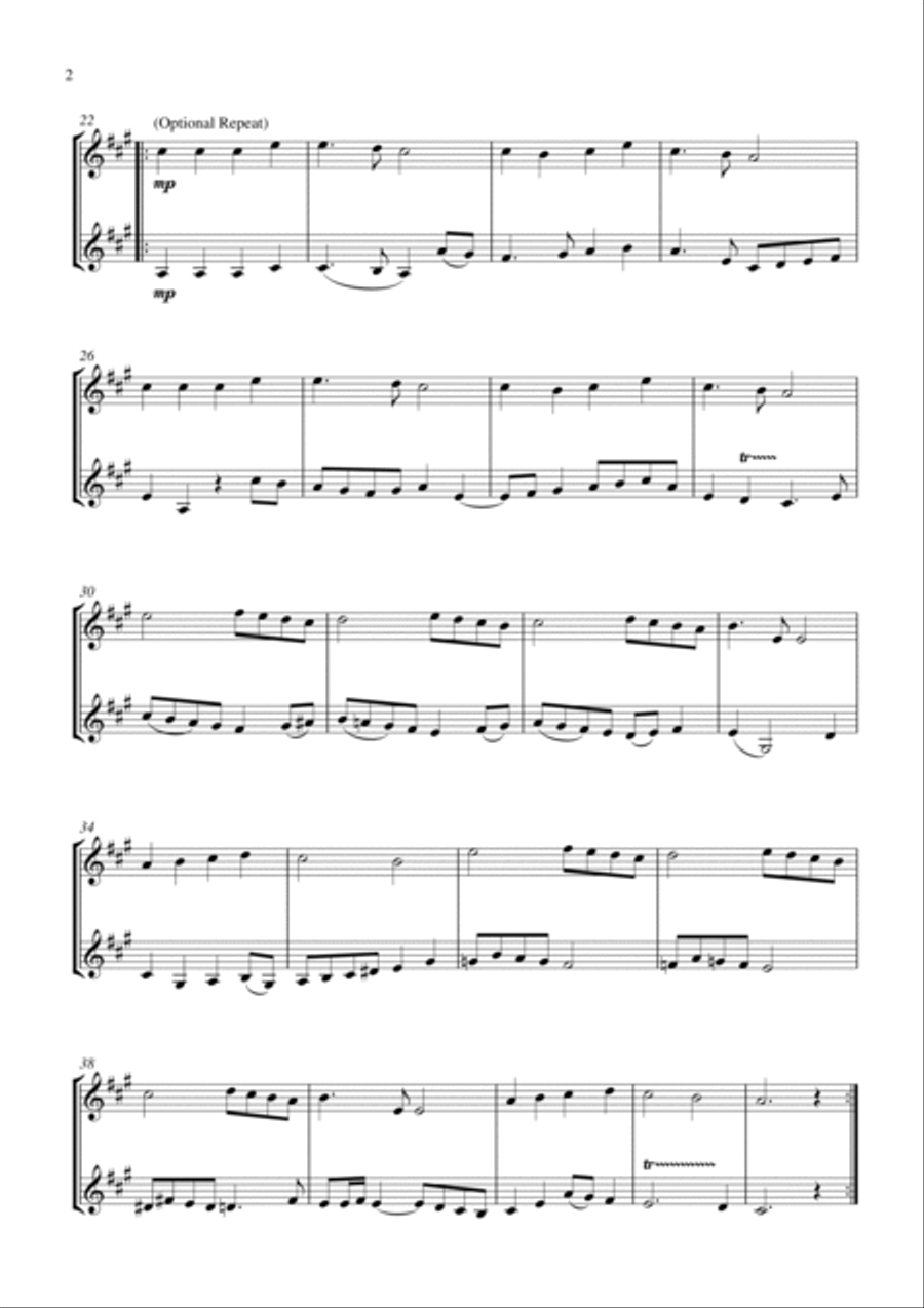 Angels We Have Heard On High (for violin duet, suitable for grades 2-5) String Duet scores gallery preview page 2