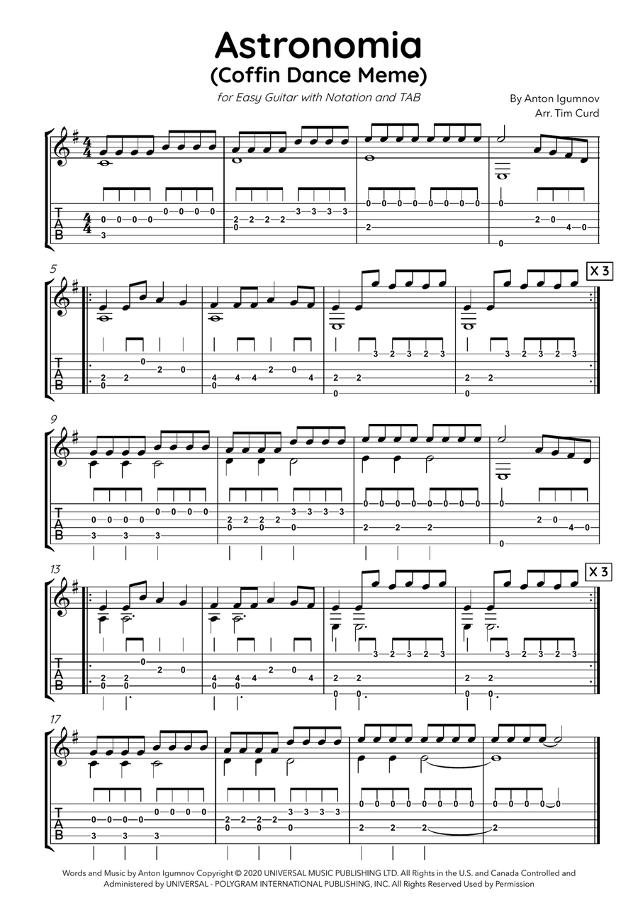 Astronomia Guitar Tablature scores gallery preview page 1