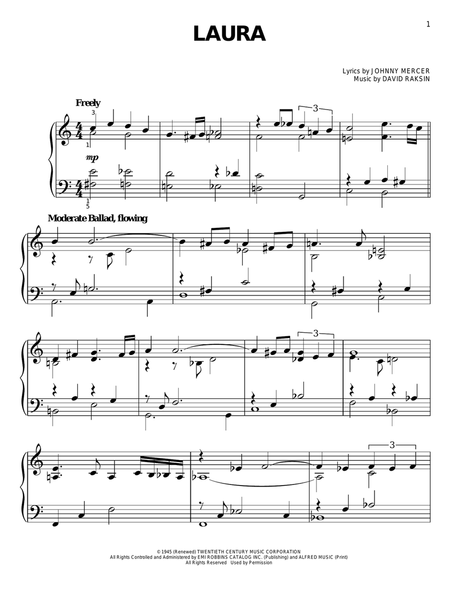 Laura Laura Easy Piano scores gallery preview page 1