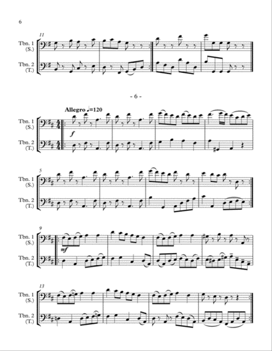 10 Little Duets for Teacher and Student (2 Trombones) Trombone Duet scores gallery preview page 6
