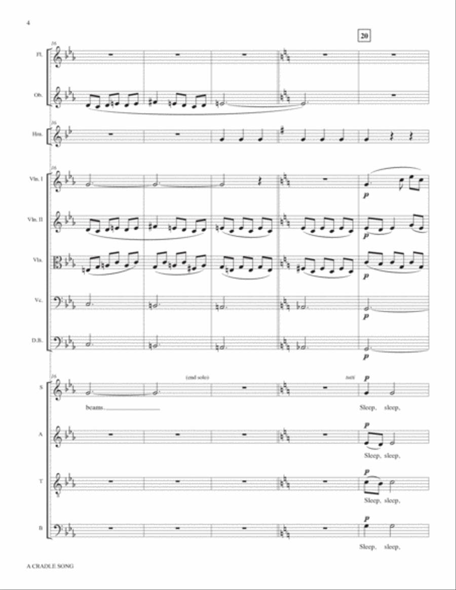A Cradle Song: Full Score and Parts 4-Part scores gallery preview page 4