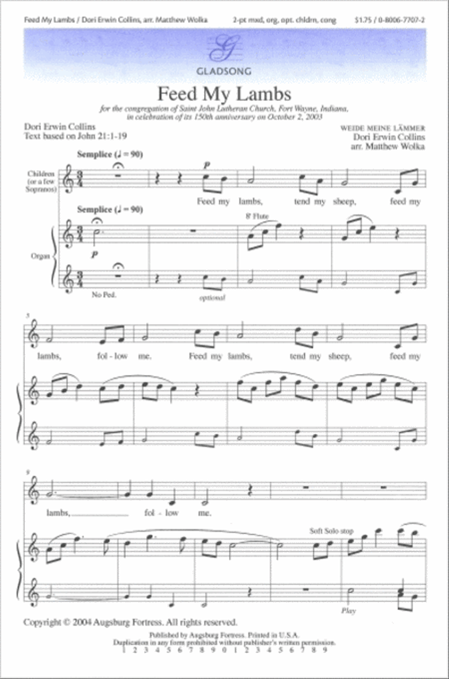 Feed My Lambs 2-Part scores gallery preview page 1