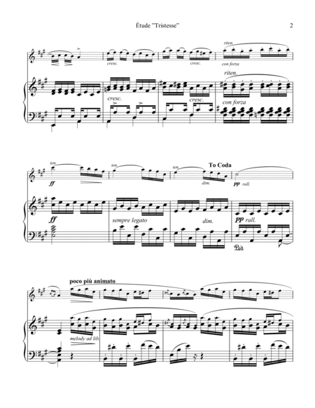 Étude (Study) "Tristesse" Op. 10 No. 3 (abridged) for flute and piano image number null