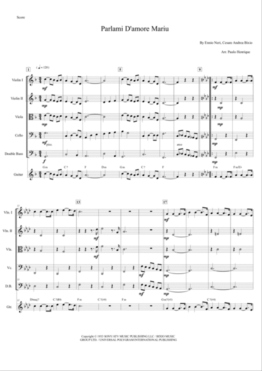 Parlami D'amore Mariu Parlami D'amore Mariu String Orchestra scores gallery preview page 2