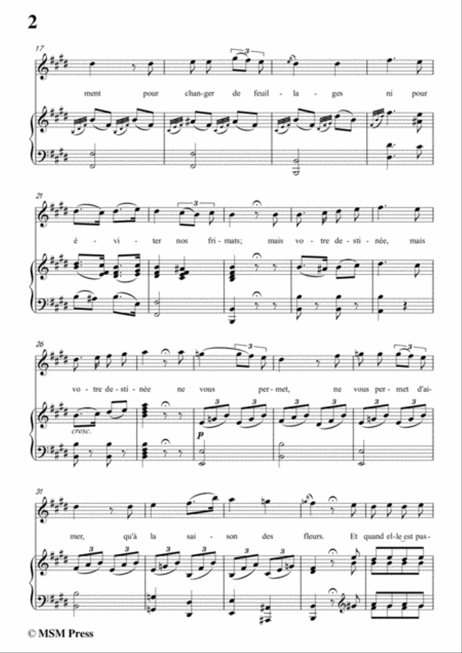 Mozart-Oiseaux,si tous les ans,in E Major,for Voice and Piano Voice Solo scores gallery preview page 4