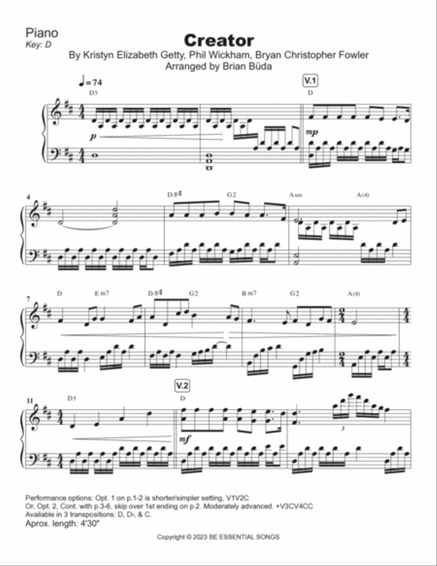 Creator Piano Solo scores gallery preview page 2