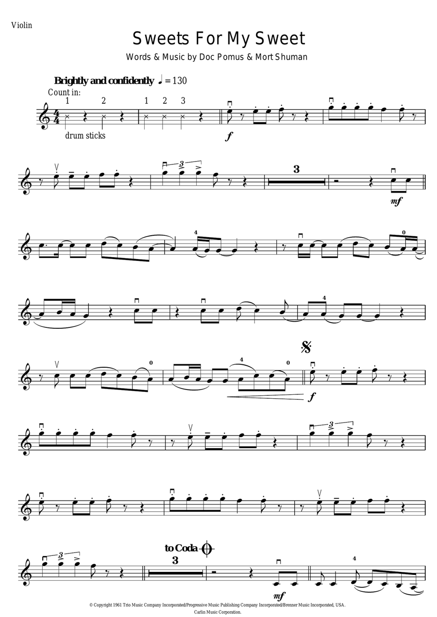 Sweets For My Sweet Violin Solo scores gallery preview page 1
