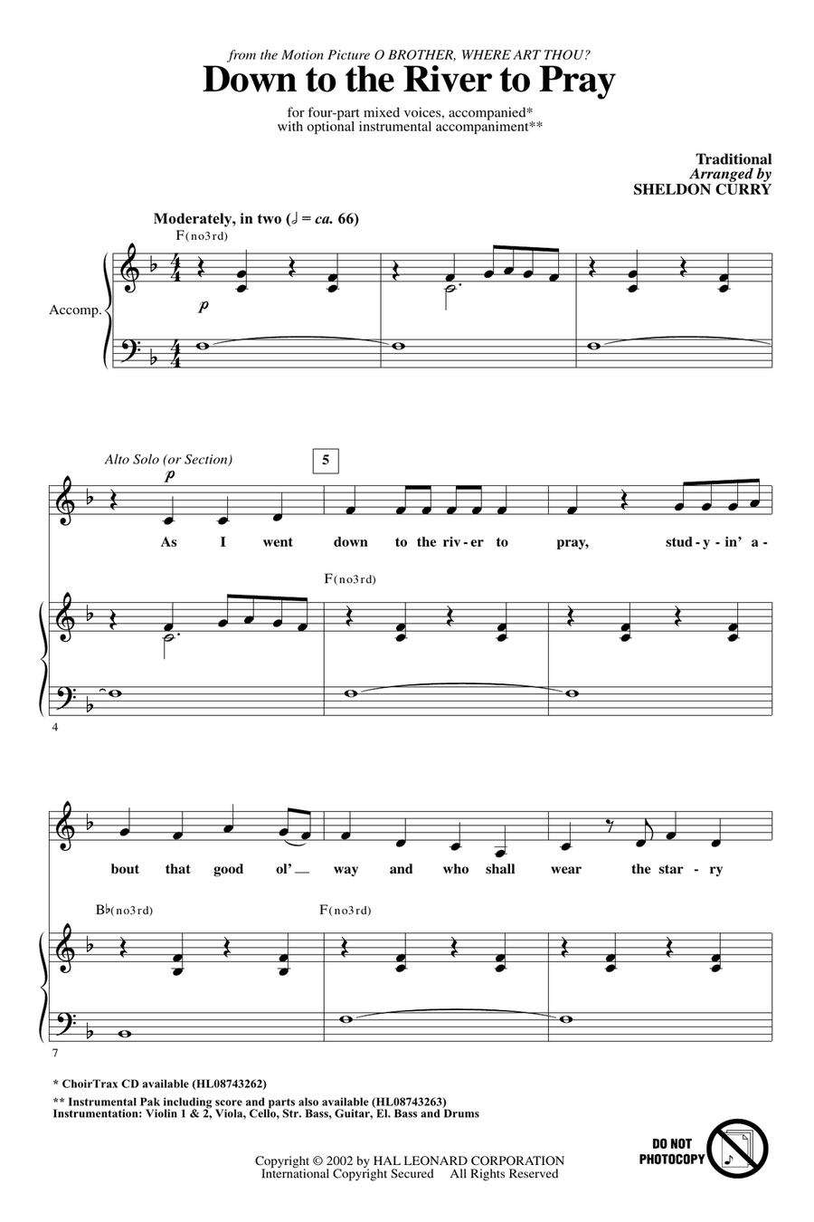 Down To The River To Pray 4-Part scores gallery preview page 1