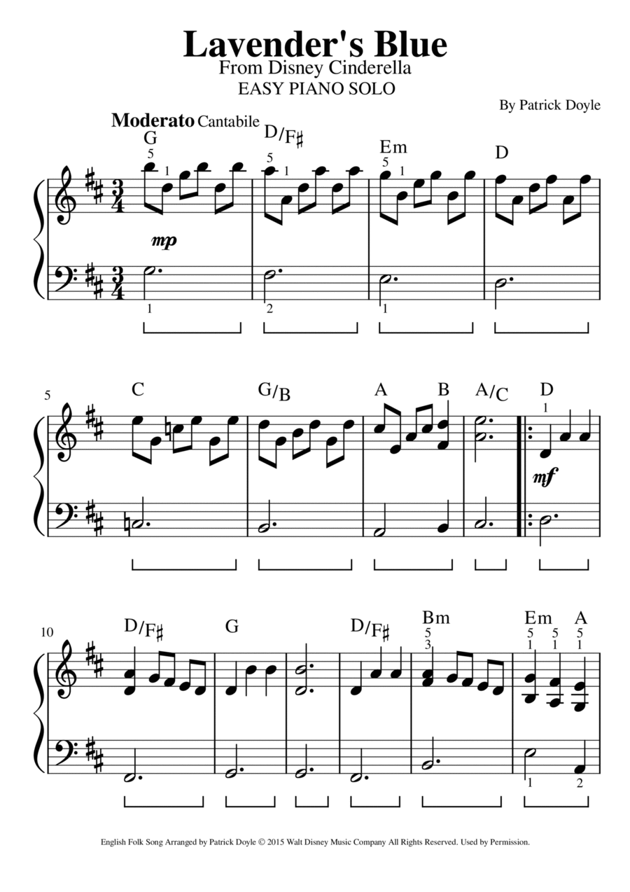 Lavender's Blue Easy Piano scores gallery preview page 1