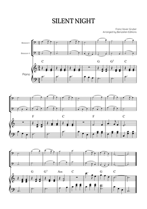 Silent Night for bassoon duet with piano accompaniment • easy Christmas song sheet music (w/ chords)