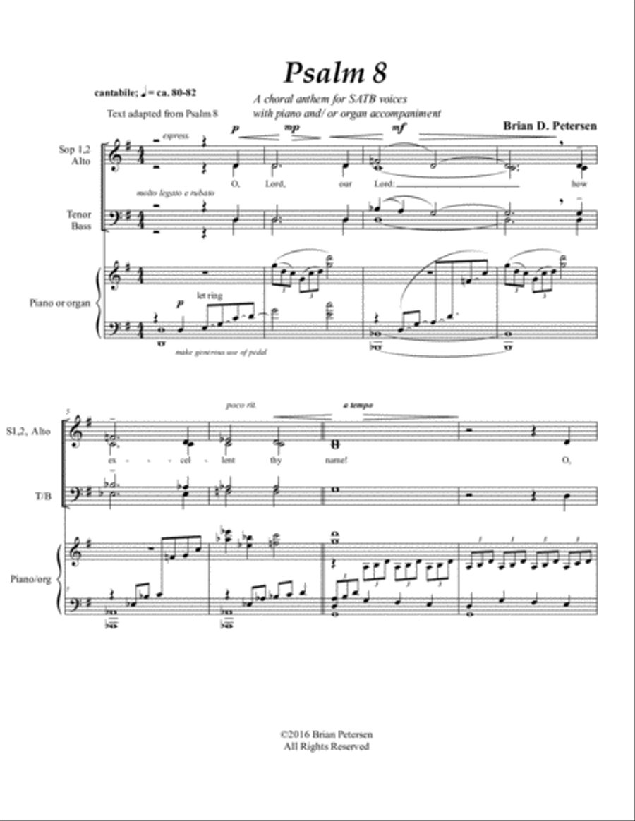 Psalm 8 4-Part scores gallery preview page 1