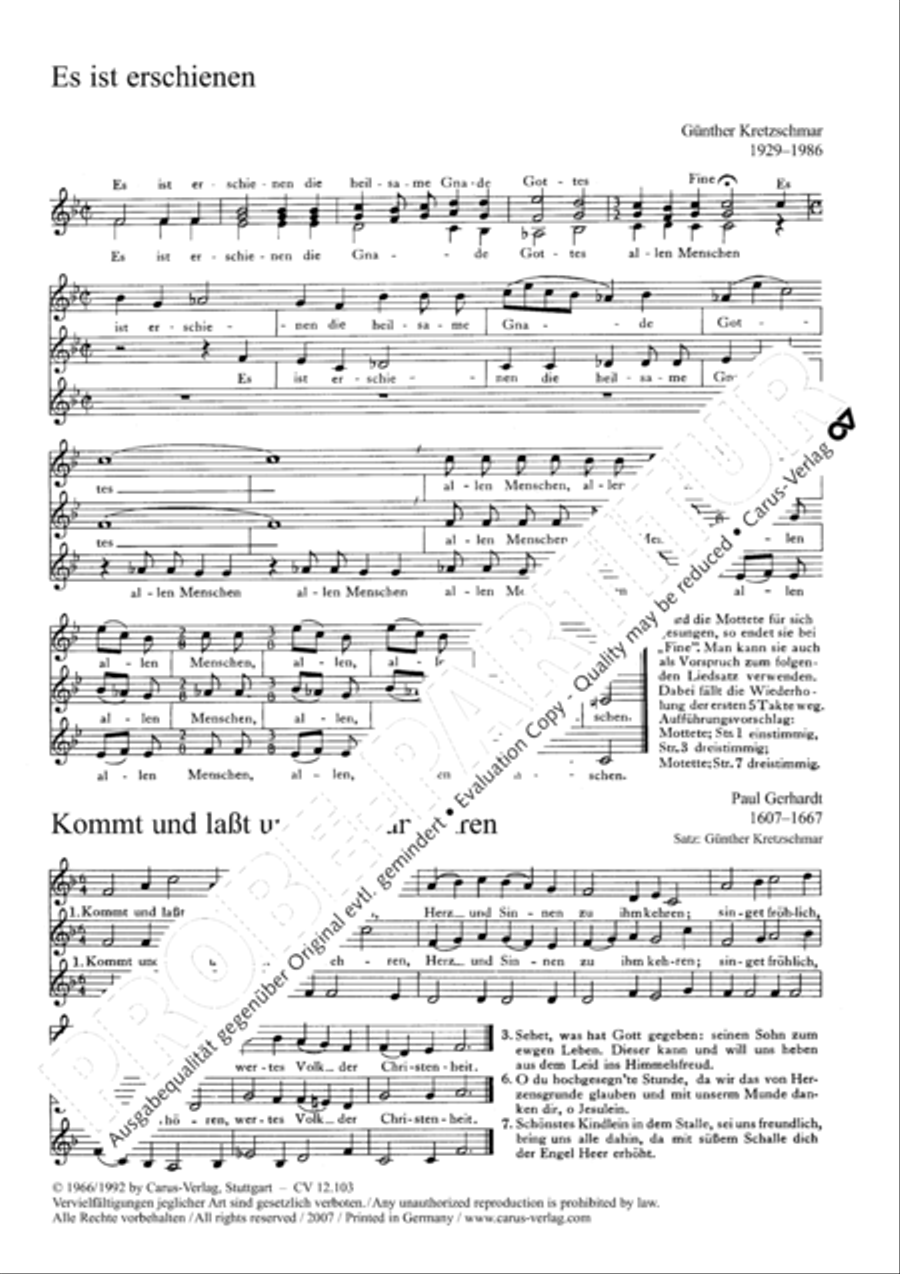 Acht Chorsatze fur Kinderchor von Becker-Foss, Ehlers, Kretzschmar und Tzschoppe Children's Choir scores gallery preview page 2
