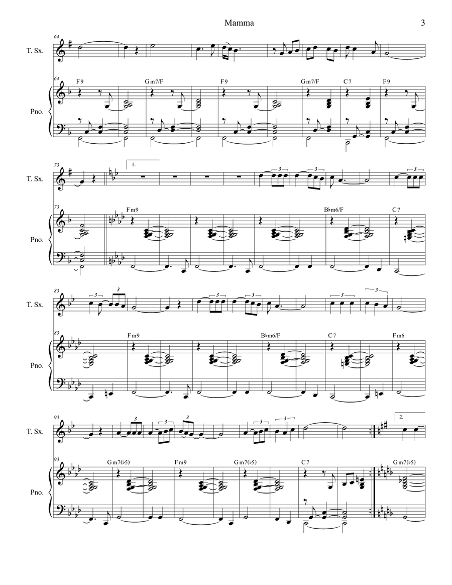 Mama (mamma) Mama (mamma) Tenor Saxophone scores gallery preview page 3