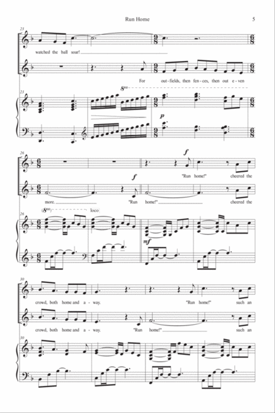 Run Home: The Ballad of the Little Slugger SA SA scores gallery preview page 5