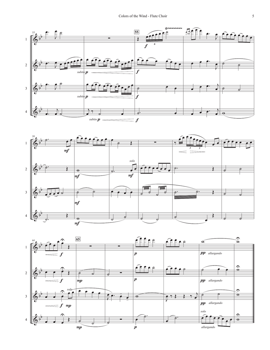 Colors Of The Wind Colors Of The Wind Flute Quartet scores gallery preview page 5