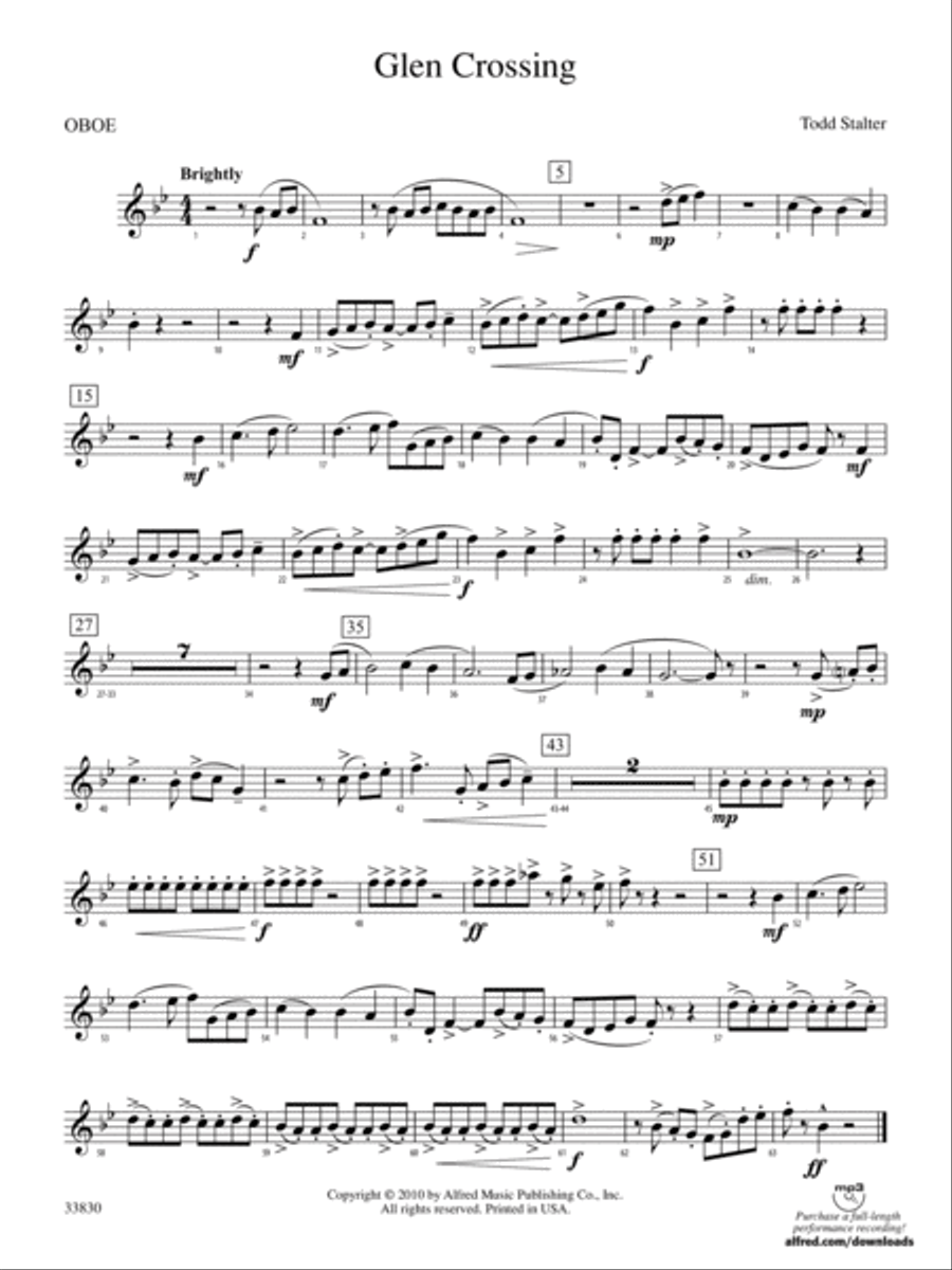 Glen Crossing: Oboe Concert Band scores gallery preview page 1