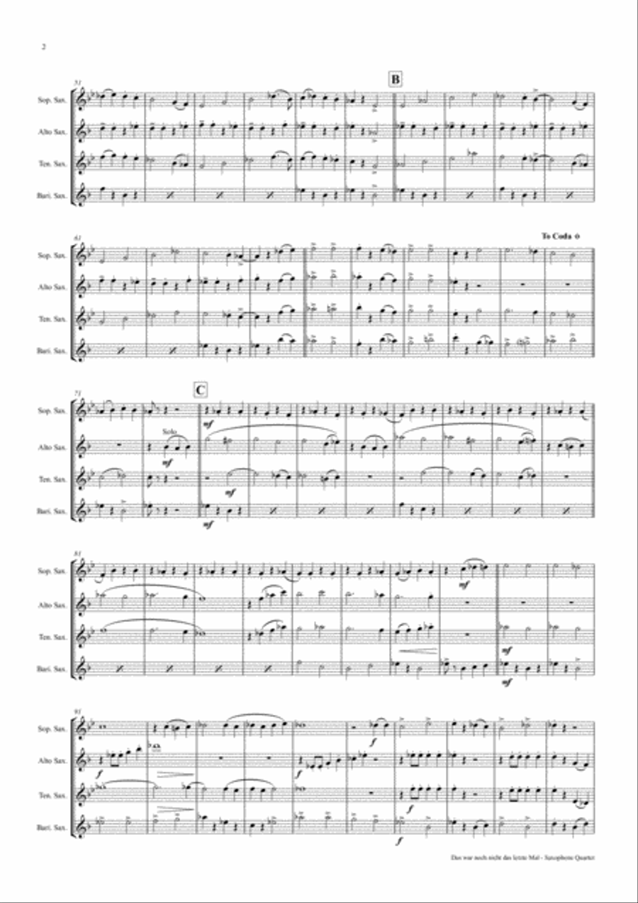 Das war noch nicht das letzte Mal - Polka - Oktoberfest - Saxophone Quartet Saxophone Quartet scores gallery preview page 2