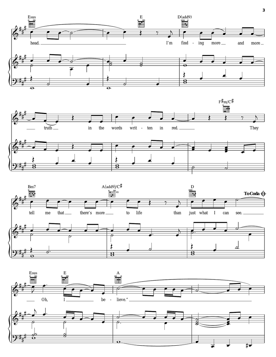 Believe Piano, Vocal, Guitar scores gallery preview page 3
