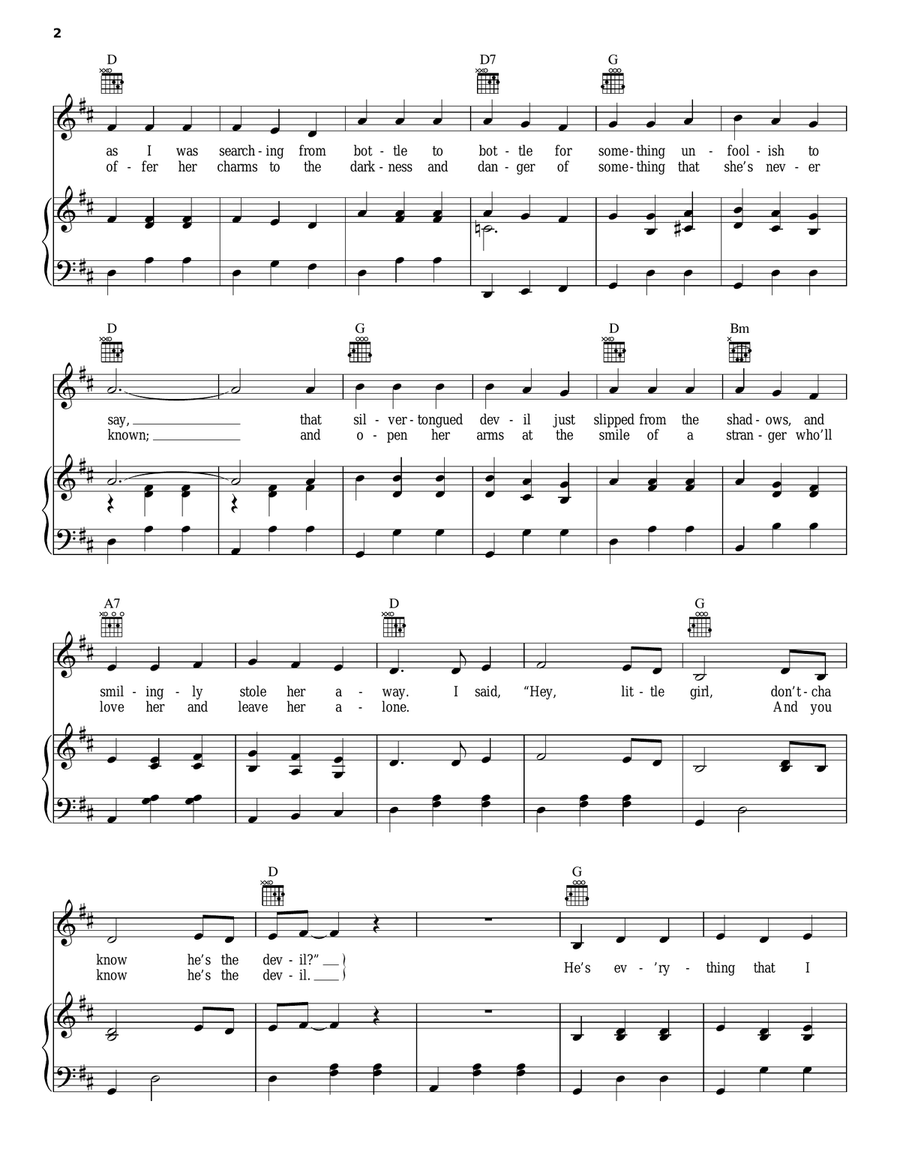 The Silver Tongued Devil (The Silver Tongued Devil And I) Piano, Vocal, Guitar scores gallery preview page 2