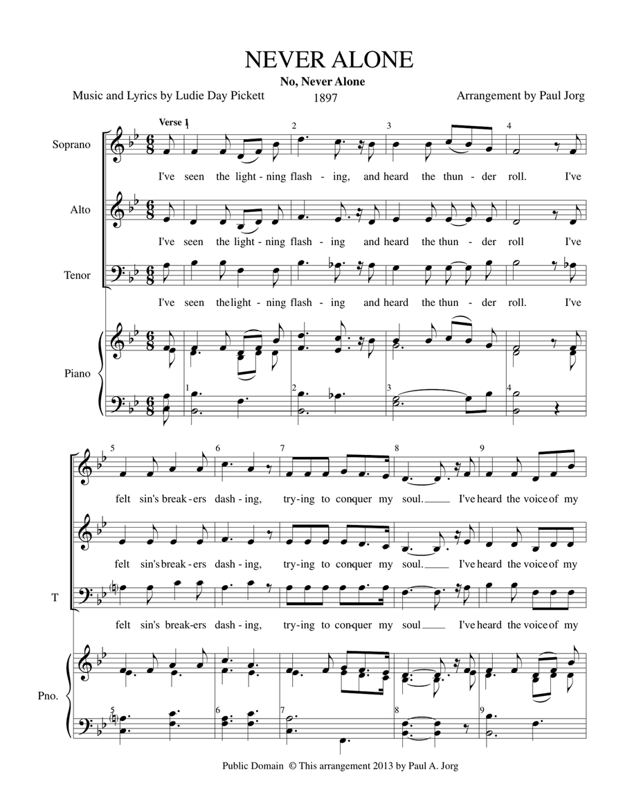NEVER ALONE - No, Never Alone 3-Part scores gallery preview page 1