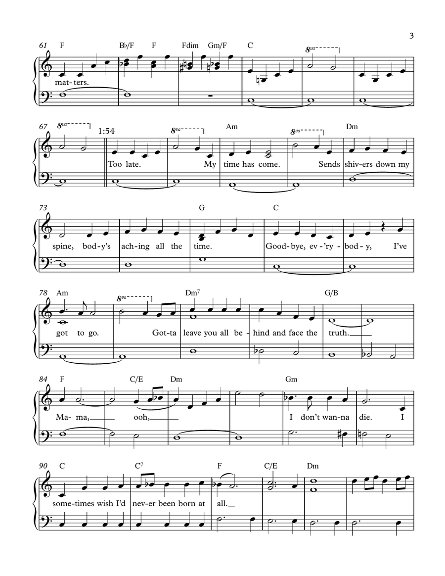Bohemian Rhapsody Piano, Vocal scores gallery preview page 3