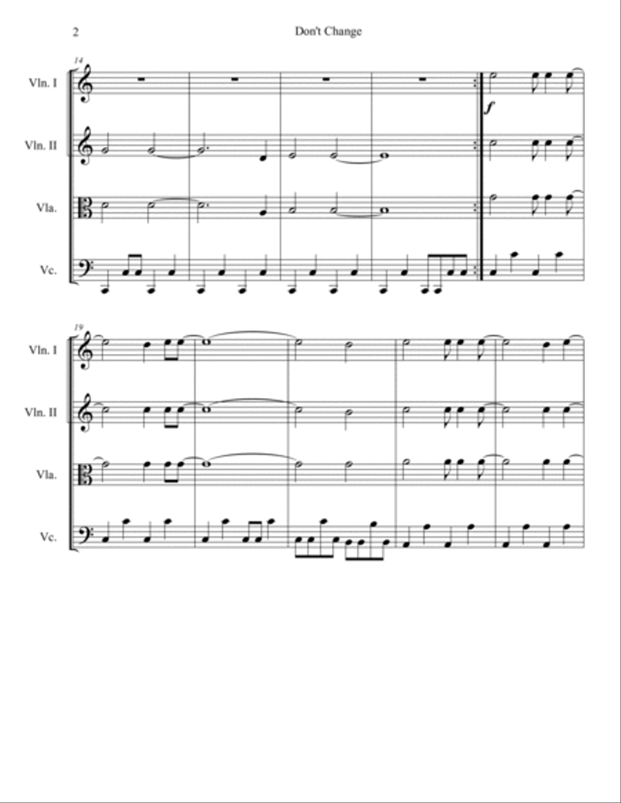 Don't Change String Quartet scores gallery preview page 2