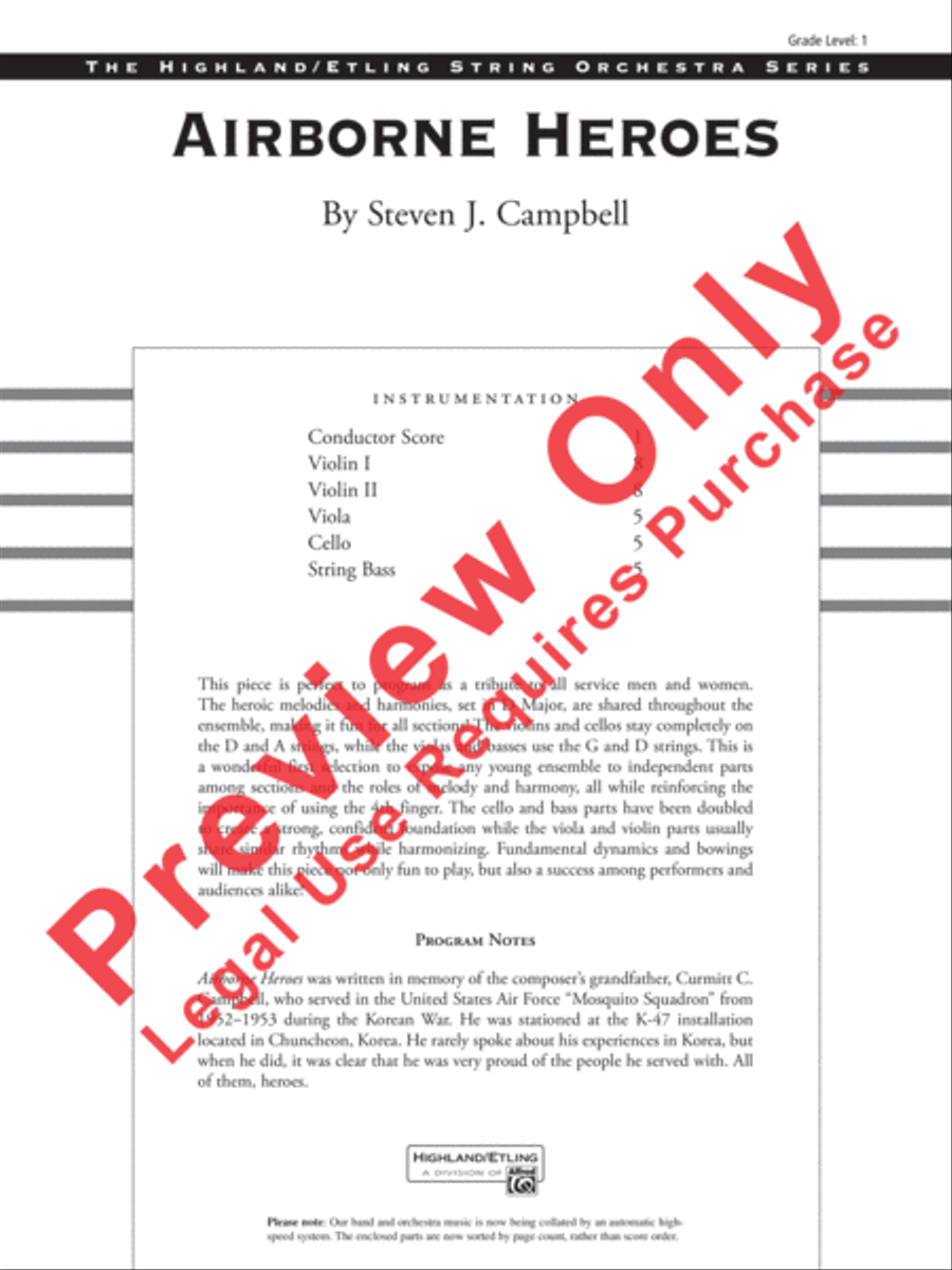 Airborne Heroes String Orchestra scores gallery preview page 2