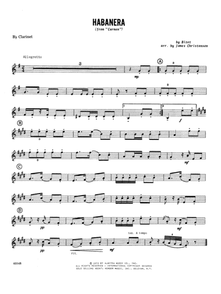 Habanera (from Carmen) - Bb Clarinet