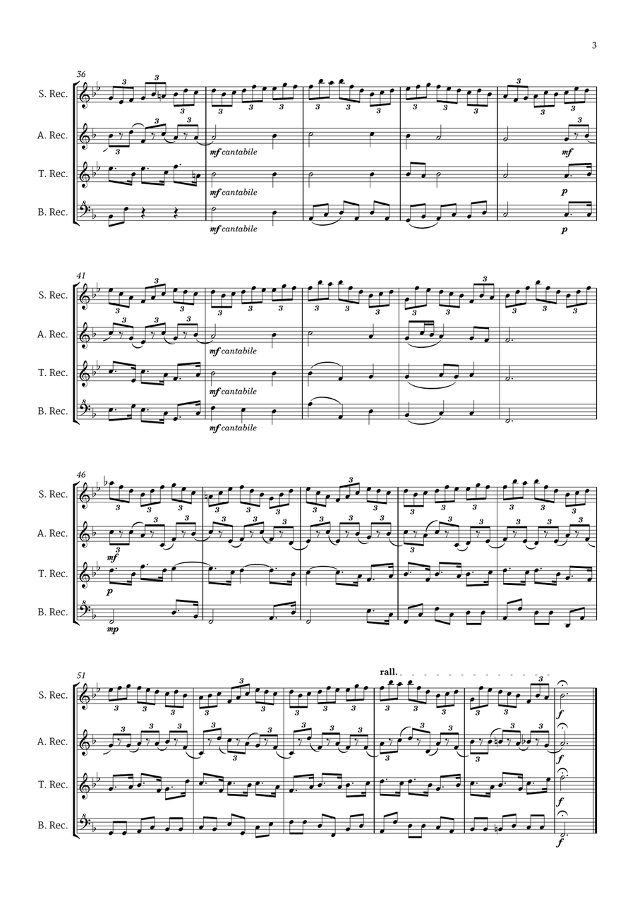 Jesu, joy of man's desiring by Bach for Recorder (transported) Quartet Small Ensemble scores gallery preview page 4