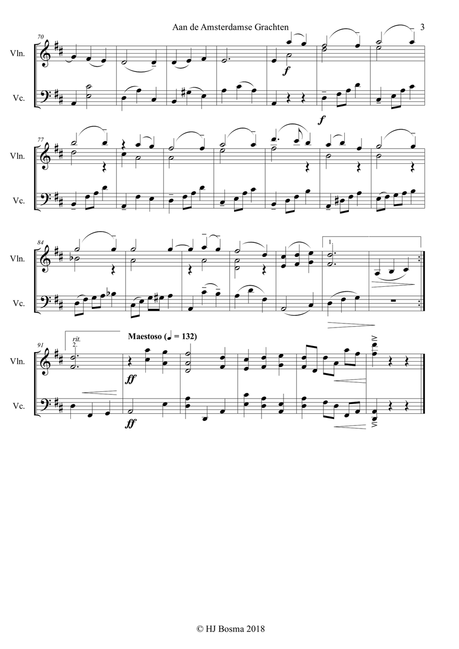 Aan de Amsterdamse Grachten - Duo (Violin - Cello) String Duet scores gallery preview page 3