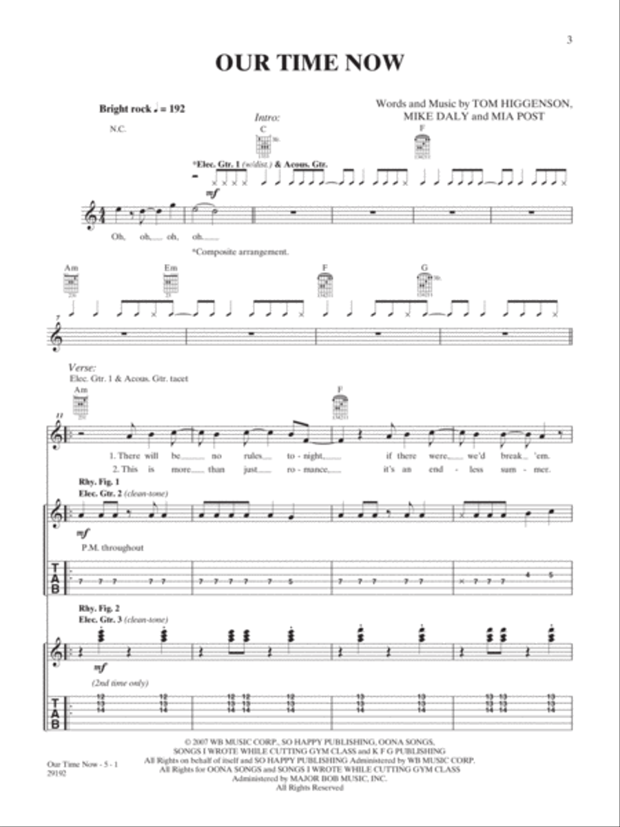 Our Time Now Guitar Tablature scores gallery preview page 1