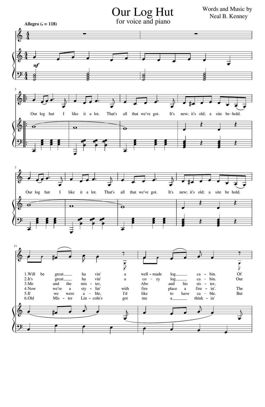 Our Log Hut for voice and piano Chamber Music scores gallery preview page 1