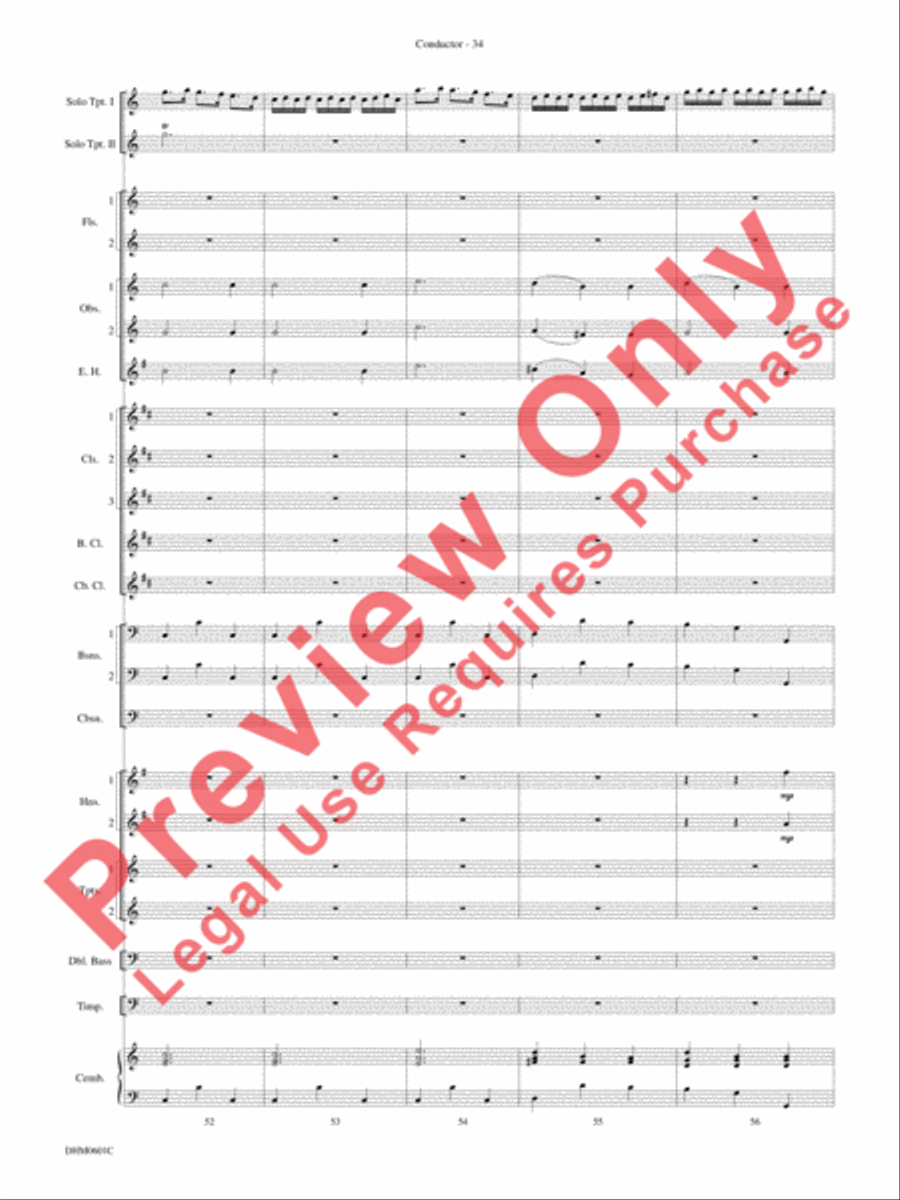Concerto in C Major for Two Trumpets (I. Allegro, II. Largo, III. Allegro) Concert Band scores gallery preview page 38