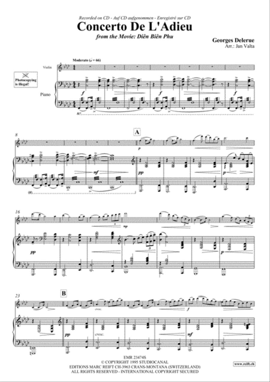 Concerto De L'Adieu Violin Solo scores gallery preview page 3