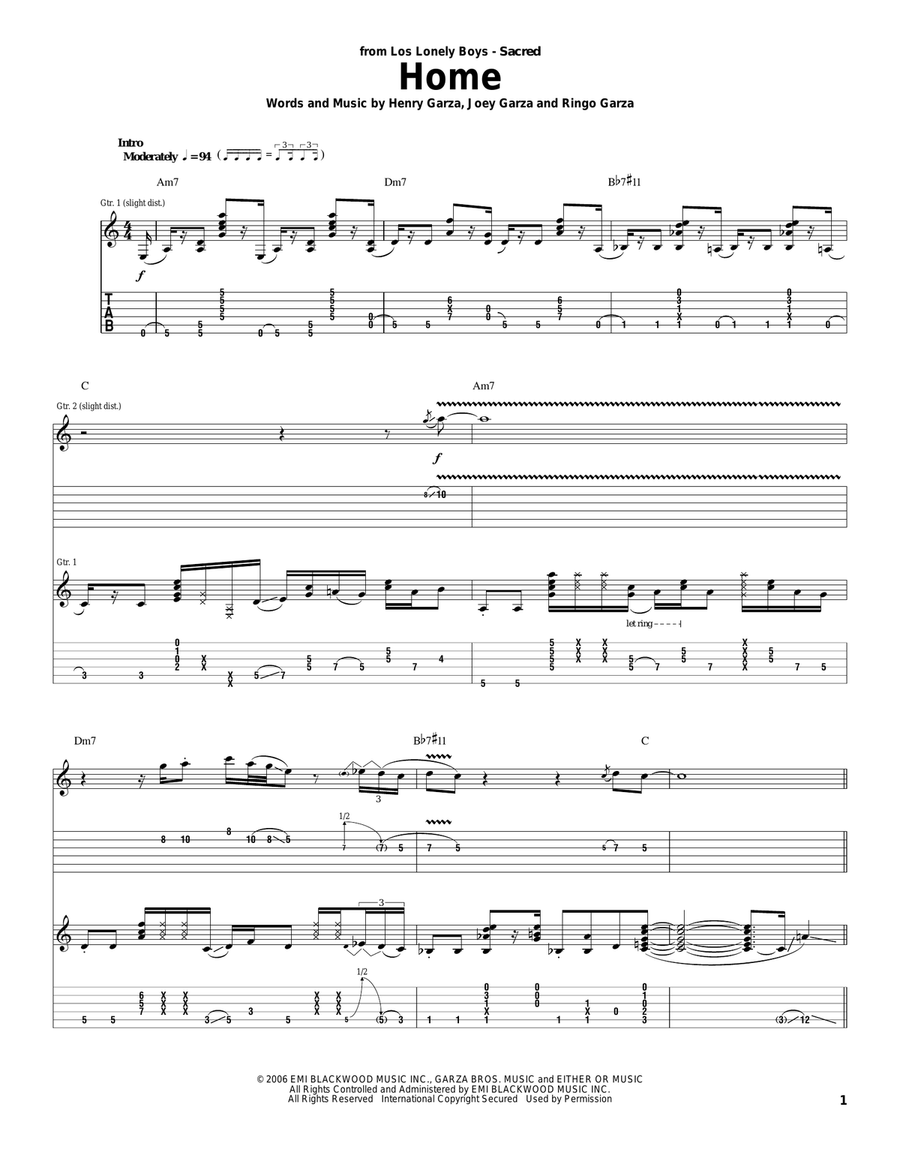 Home Acoustic Guitar scores gallery preview page 1
