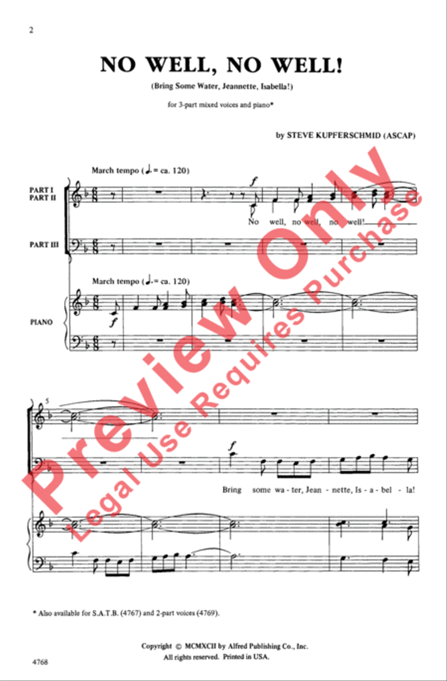 No Well, No Well! (Bring Some Water Jeannette, Isabella!) 3-Part scores gallery preview page 2