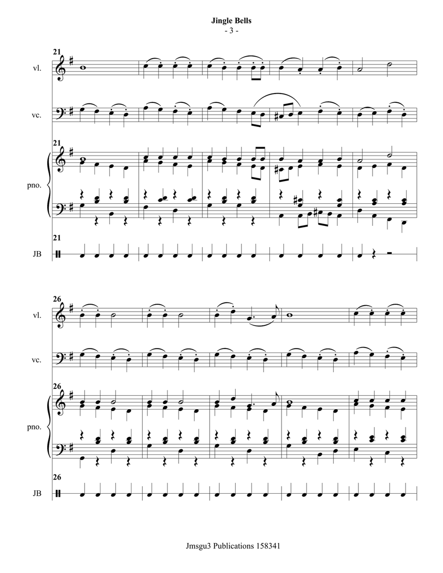 Jingle Bells for Piano Trio Piano Trio scores gallery preview page 3