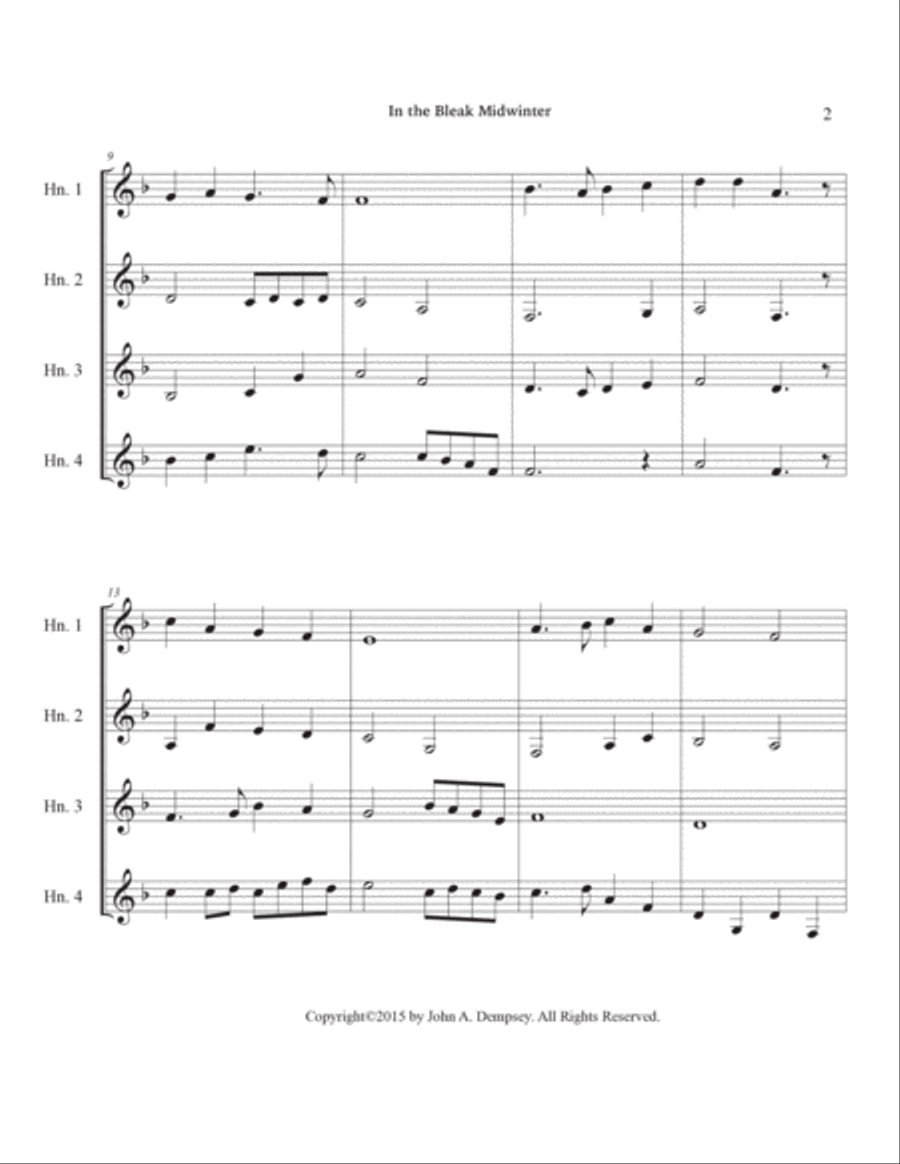 In the Bleak Midwinter (Horn in F Quartet) French Horn Quartet scores gallery preview page 6
