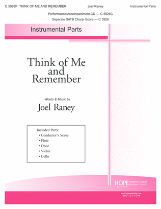 Book cover for Think of Me and Remember
