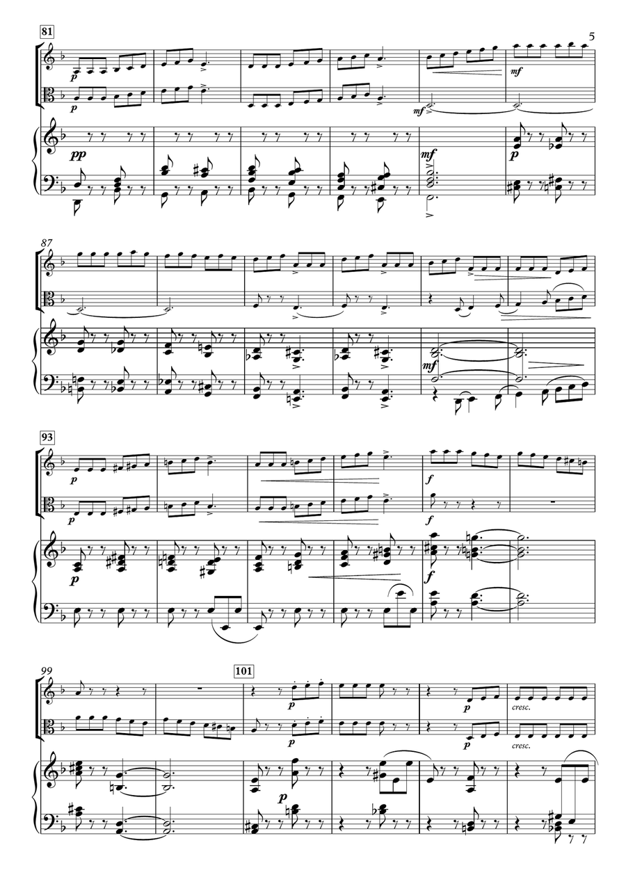 Miniatures, No.6 Saltarell H.88-3 for Violin, Viola & Piano Piano Trio scores gallery preview page 5