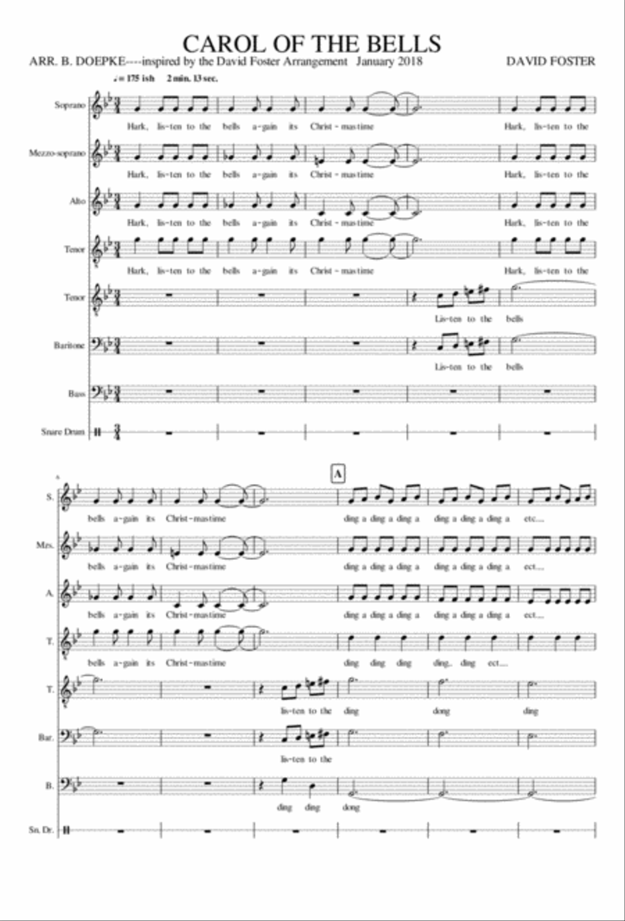 Holiday Piece (carol Of The Bells) Divisi scores gallery preview page 1