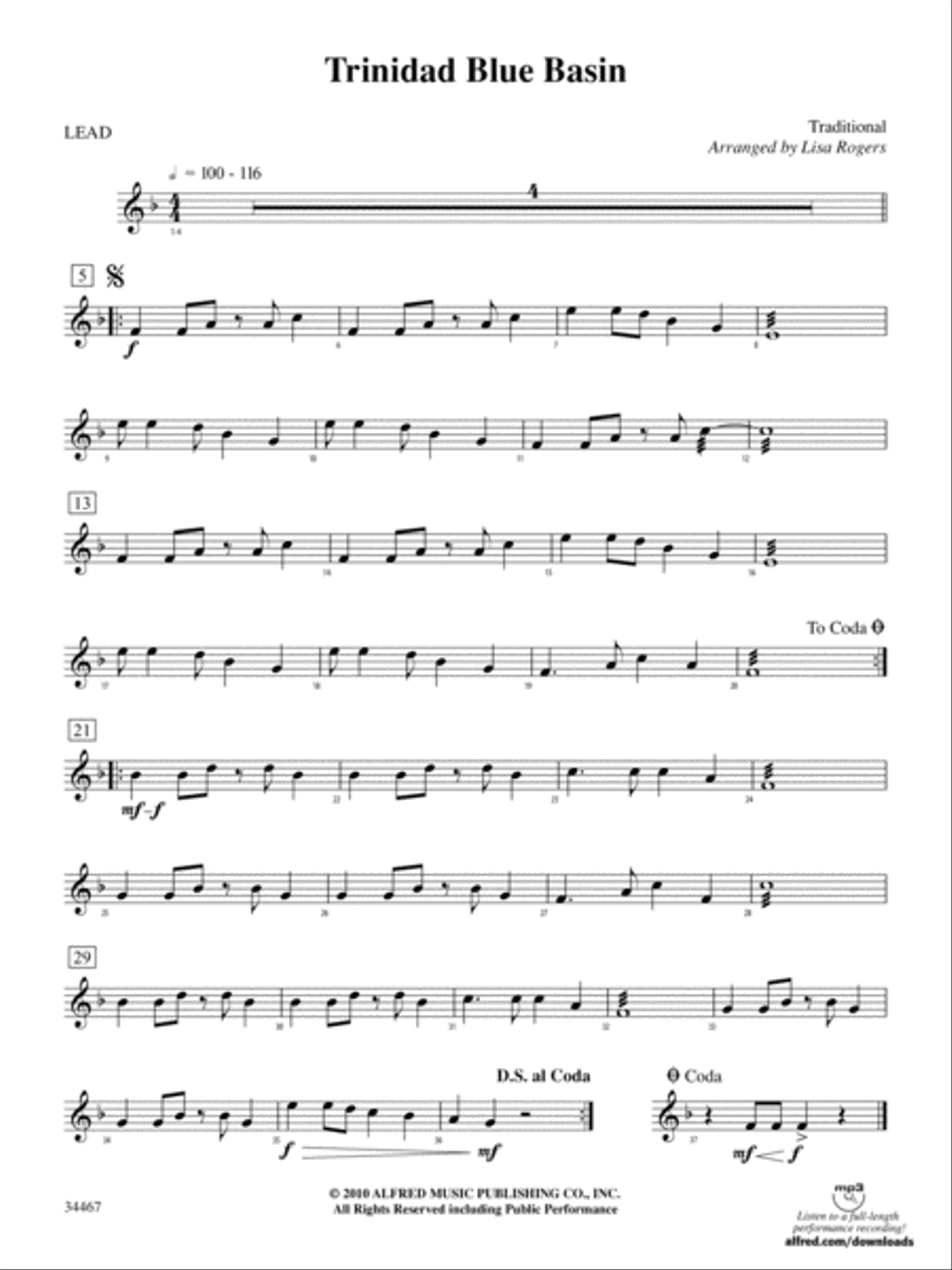 Trinidad Blue Basin: 1st Percussion Percussion scores gallery preview page 1
