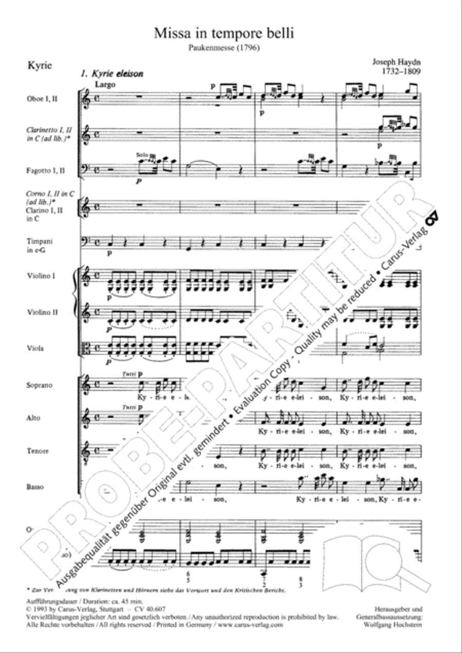 Mass in time of war (Missa in tempore belli) 4-Part scores gallery preview page 12