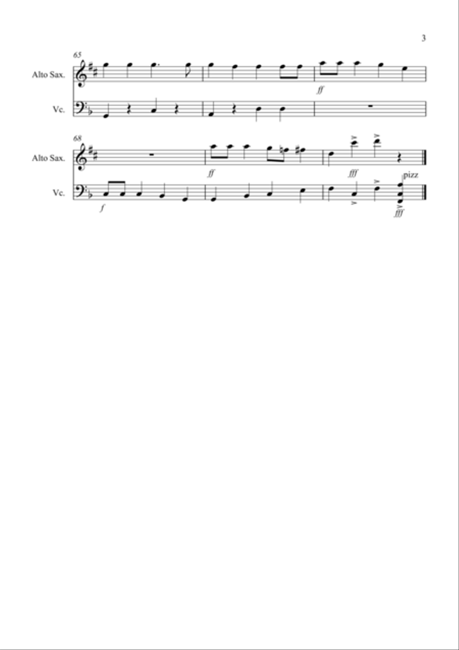Jingle Bells (Jazzy Style!) for Alto Saxophone and Cello Duet Alto Saxophone scores gallery preview page 3