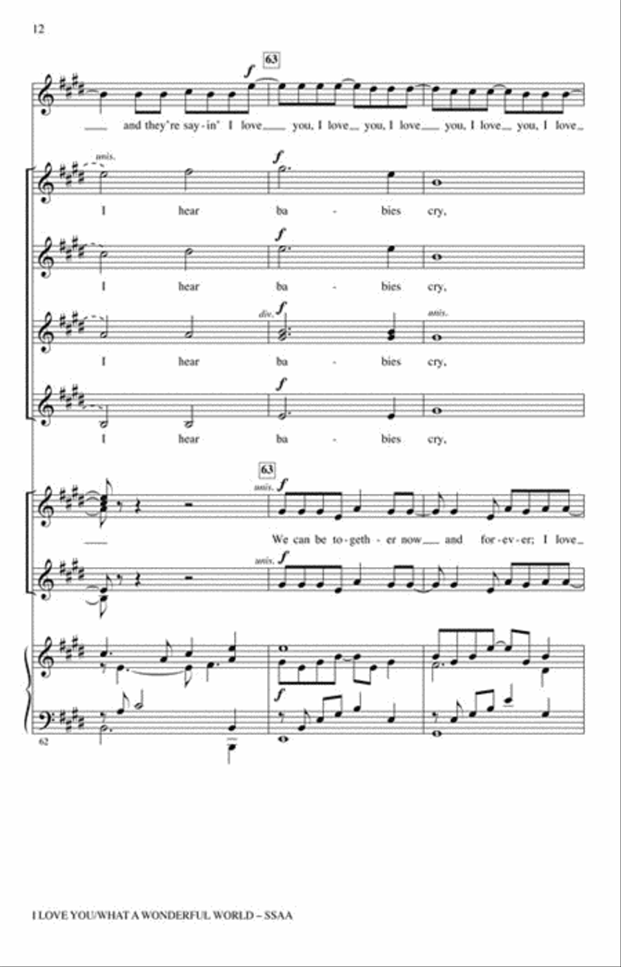 I Love You/What a Wonderful World SSAA scores gallery preview page 5