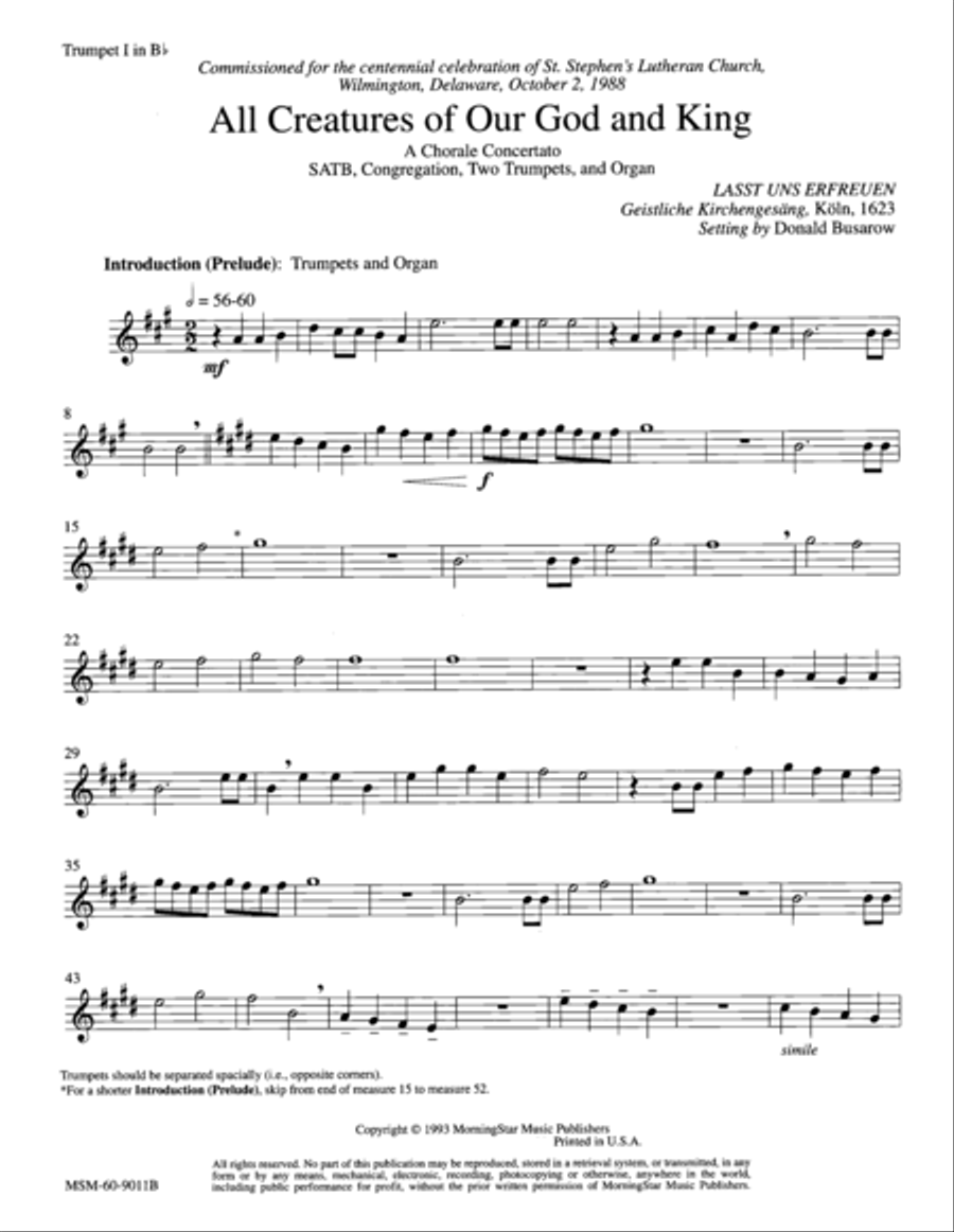 All Creatures of Our God and King Choir scores gallery preview page 1
